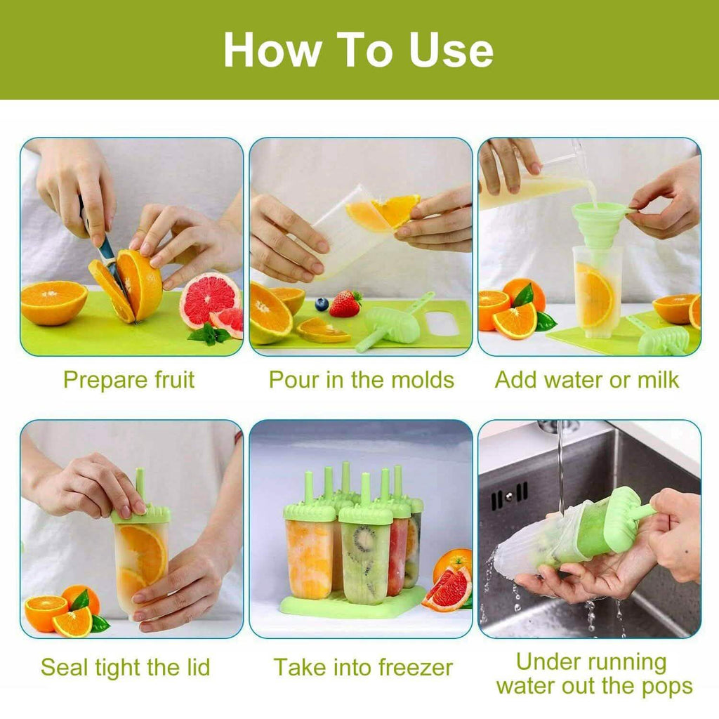 6-Piece Reusable Popsicle Mold Set
