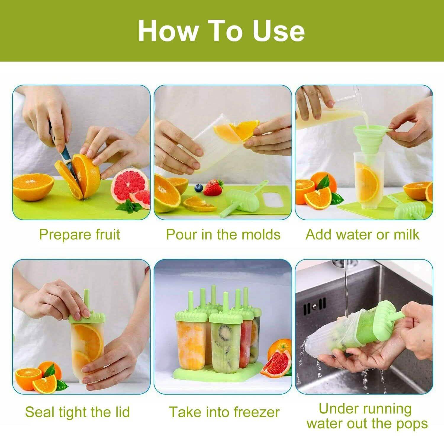 6-Piece Reusable Popsicle Mold Set
