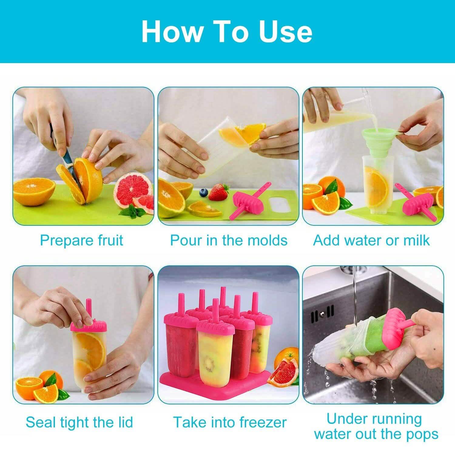 6-Piece Reusable Popsicle Mold Set