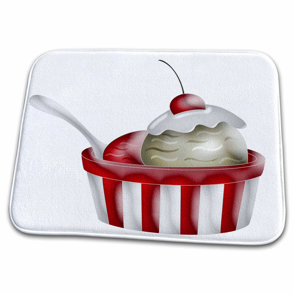 Cherry Ice Cream Dish Drying Mat